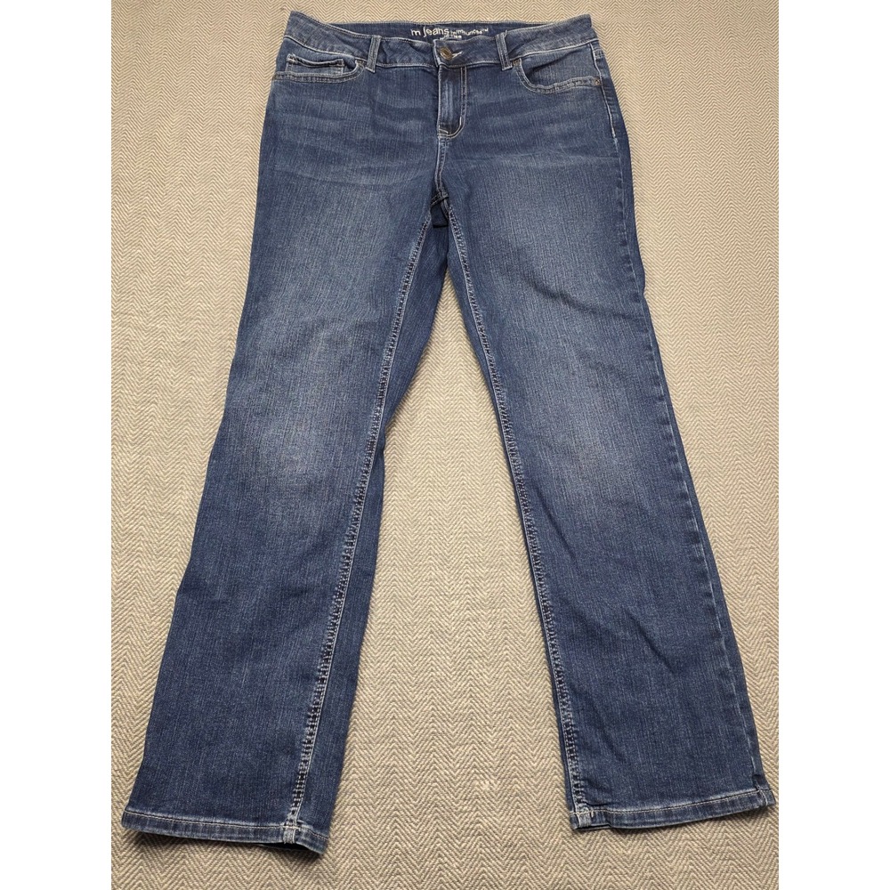 Maurices M Jeans Womens 12 Short Blue Mid Rise Straight Leg Stretch Denim Pants